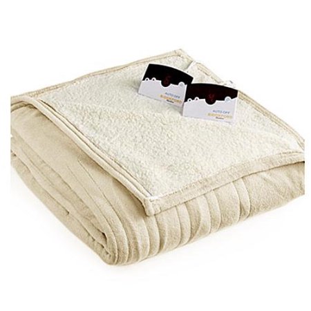 Biddeford 2063-9052140-702 MicroPlush Sherpa Electric Heated Blanket Queen Cream