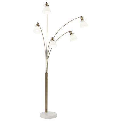 Rivet 5-Arm Brass and Marble Arc Lamp