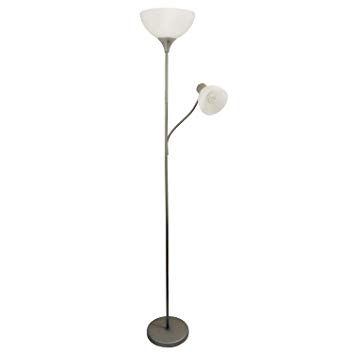 Simple Designs LF2000-SLV Floor Lamp with Reading Light