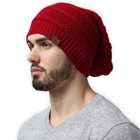 Slouchy Cable Knit Beanie Chunky Oversized Slouch Beanie Hat for Men