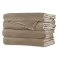 Sunbeam Velvet Plush Queen Heated Blanket — Walnut Brown